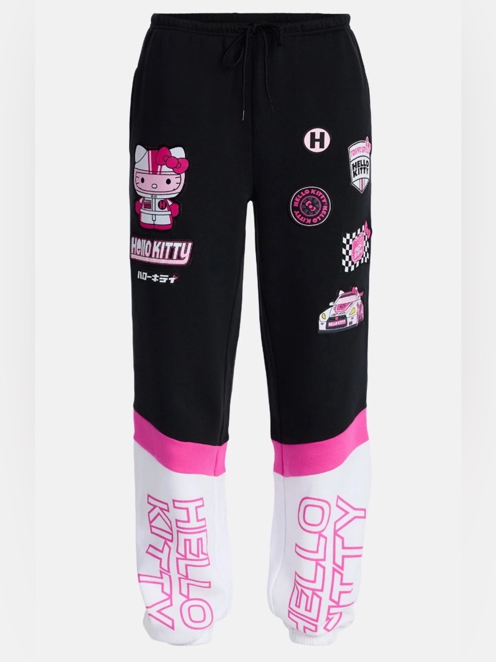 Hello Kitty Black Pink & White Graphic Jogger Pants